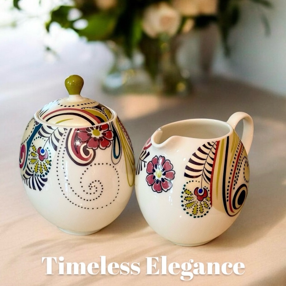 Denby Monsoon Cosmic Sugar Bowl & Creamer Pitcher Jug Fine China England